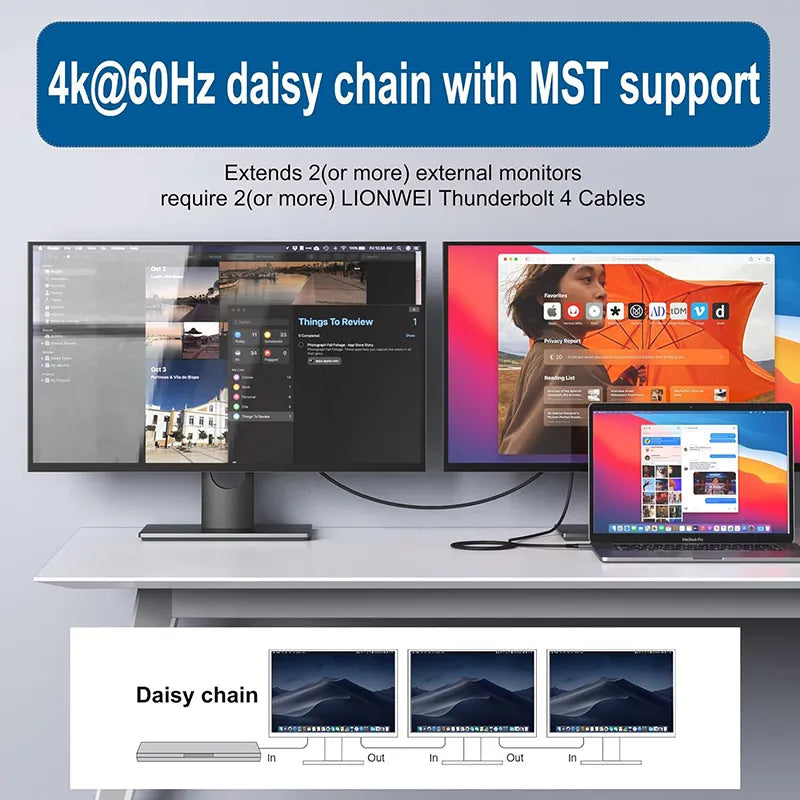 Thunderbolt 4 1M/2M USB-C 40Gbps USB4-kaapeli 240W - Dapteri - Dapteri