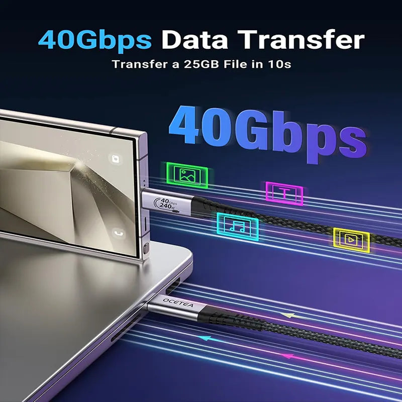 Thunderbolt 4 1M/2M USB-C 40Gbps USB4-kaapeli 240W - Dapteri - Dapteri