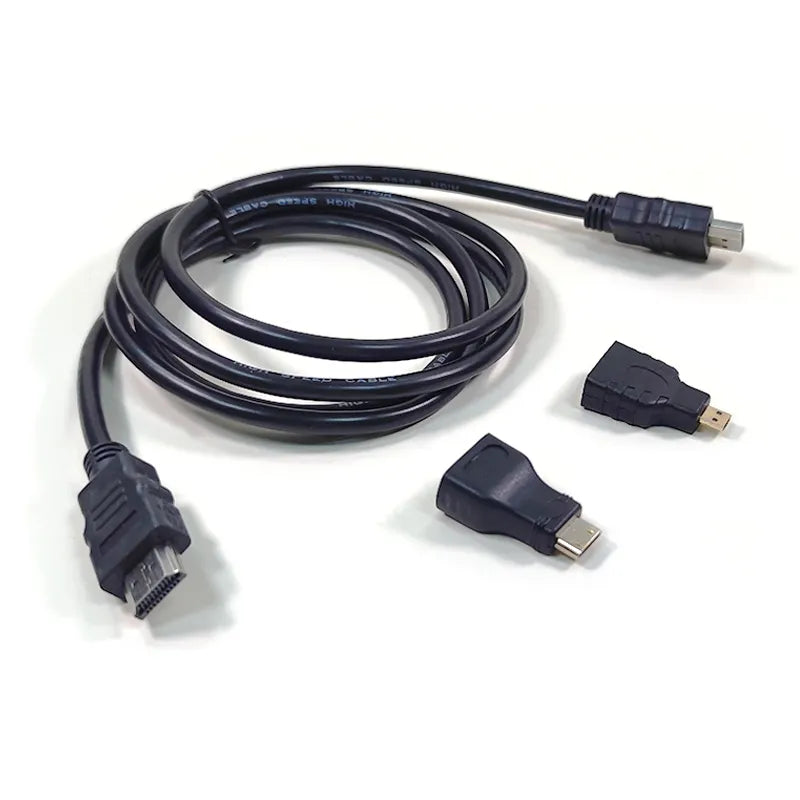 HDMI-Kaapeli 3-1 Minihdmi- ja Mikrohdmi-Muunninten Kanssa Mies-Mieskaapeli 1,5 M Videokameraan, Tabletti-Tietokoneeseen Ja Televisioon - Dapteri