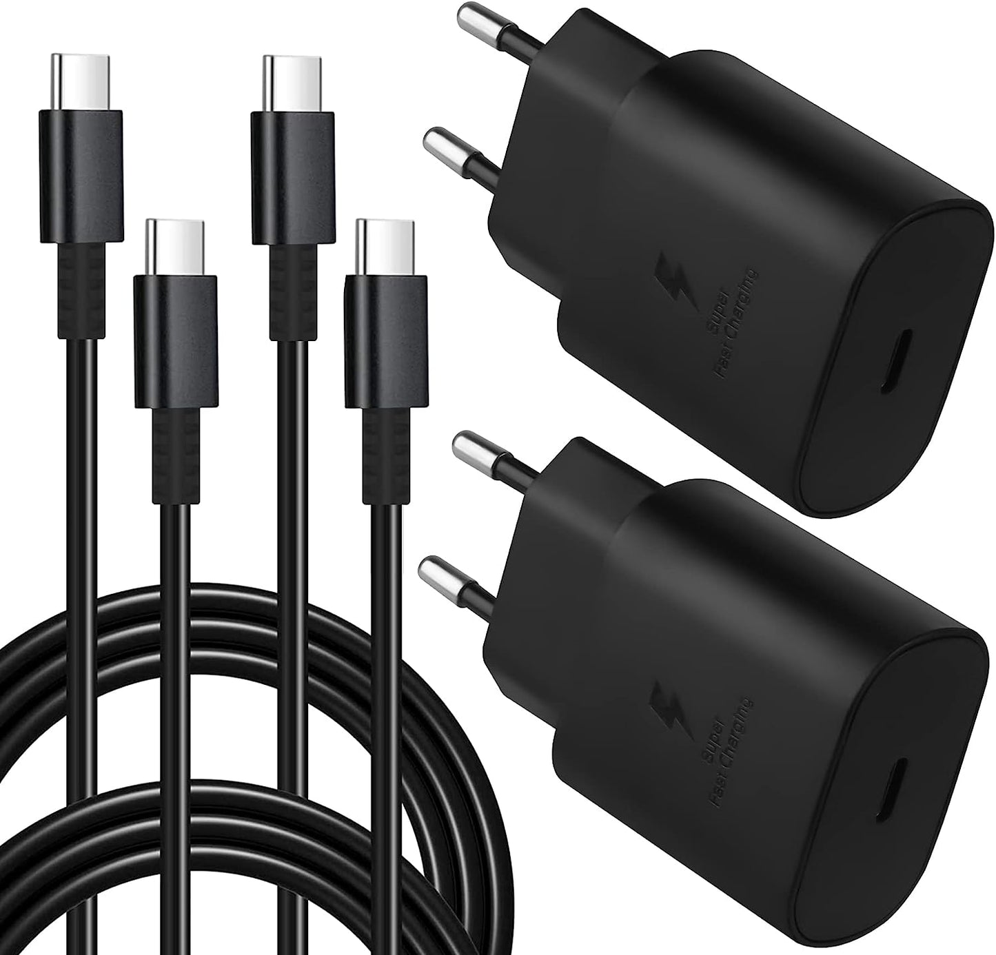 Samsung Pikalaturi 20W Usb-C Virtalähde + Kaapeli 1m, 3A Kaksi Pakkaus - Musta - Dapteri - Dapteri