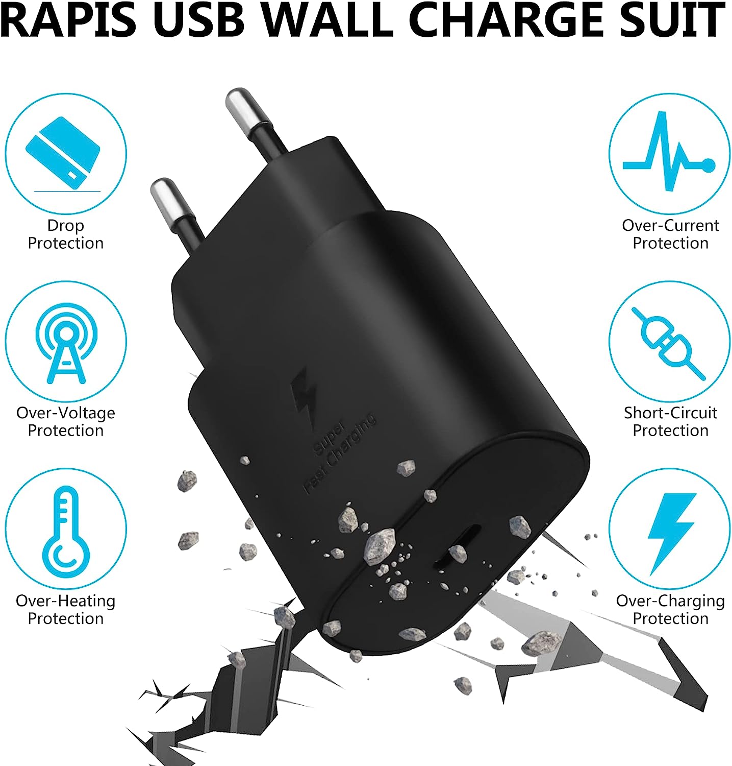 Samsung Pikalaturi 20W Usb-C Virtalähde + Kaapeli 1m, 3A Kaksi Pakkaus - Musta - Dapteri - Dapteri