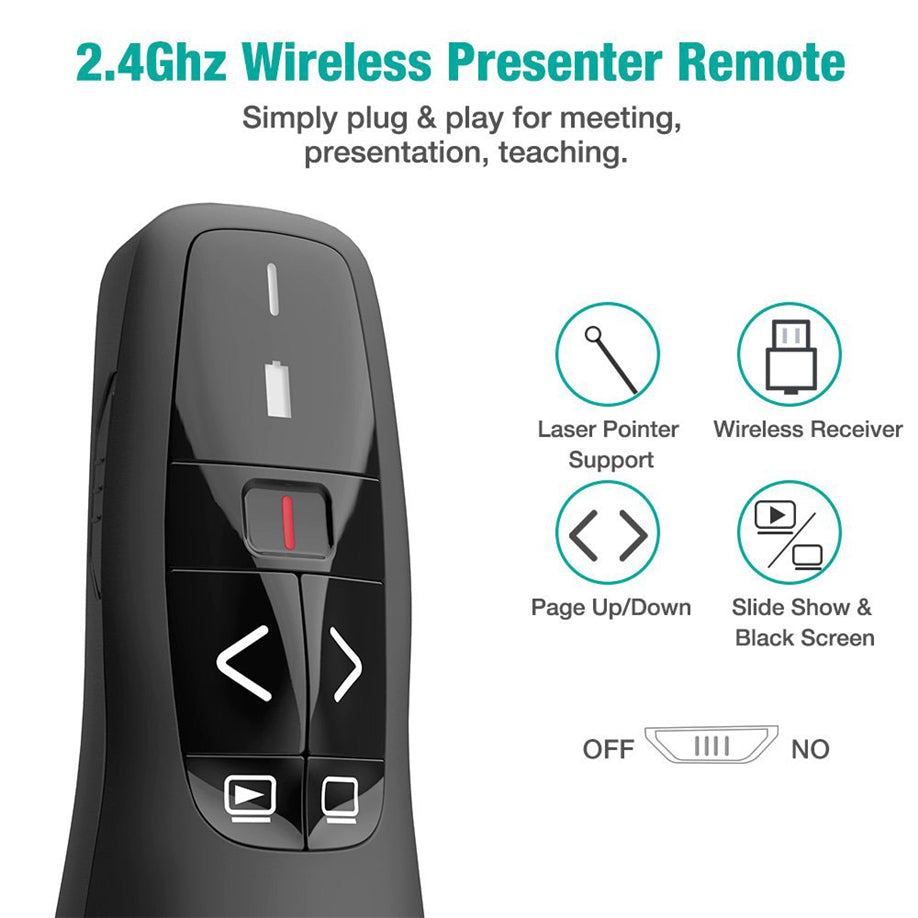 PPT Presentation 2.4Ghz RF USB Wireless Red Laser sivun kääntökynä Powerpoint Presenter - Dapteri - Dapteri