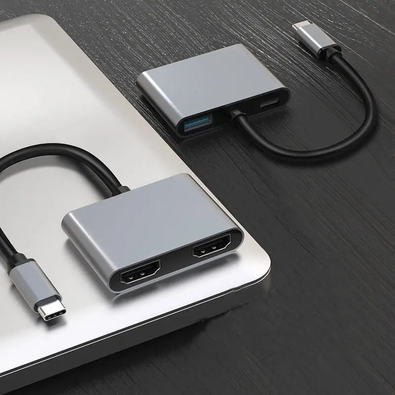 Usb C - Hdmi x 2 - Sovitin / Adapteri 4k Dual Näytöön 4 In 1 - Dapteri - Dapteri