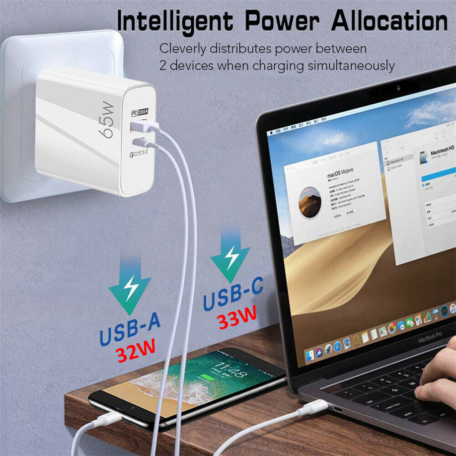 Pikalaturi 65W GaN Laturi QC 3.0 PD3.0 USB-C PD - Dapteri - Dapteri