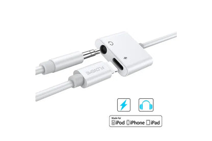 Dapteri Lightning/ 3.5 mm -adapteri, 12W, 10cm - Valkoinen - Dapteri