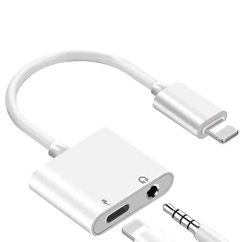 Dapteri Lightning/ 3.5 mm -adapteri, 12W, 10cm - Valkoinen - Dapteri