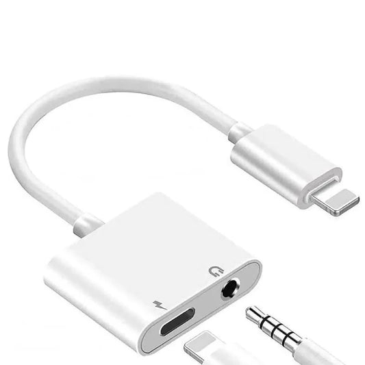 Dapteri Lightning/ 3.5 mm -adapteri, 12W, 10cm - Valkoinen - Dapteri