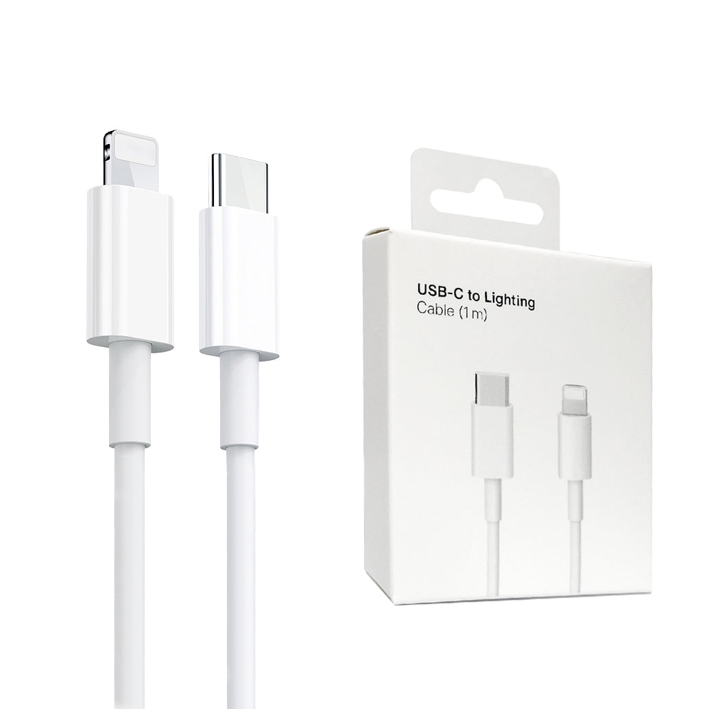 Dapteri USB-C/ Lightning-kaapeli, 3A, 20W, 2m - Valkoinen - Nopea laturi - Dapteri