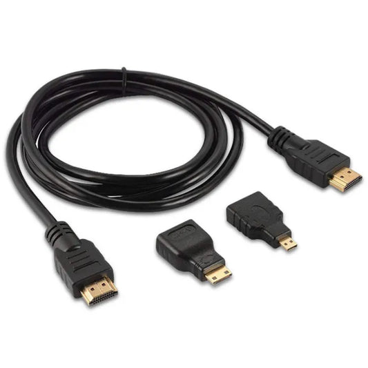 HDMI-Kaapeli 3-1 Minihdmi- ja Mikrohdmi-Muunninten Kanssa Mies-Mieskaapeli 1,5 M Videokameraan, Tabletti-Tietokoneeseen Ja Televisioon - Dapteri