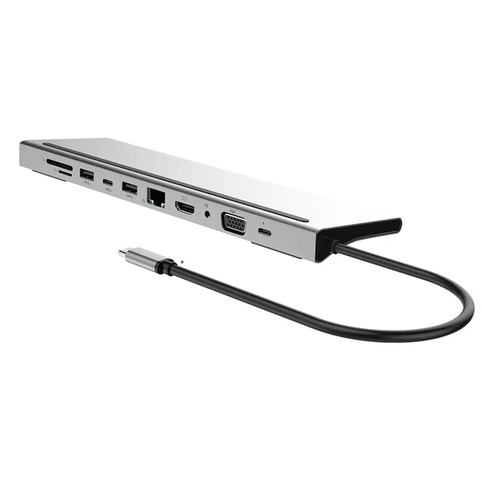 11 In 1 Type-C Hub-Sovitin Usb Type C - Hdmi Vga Audio Pd-Kortinlukija Rj45 - Dapteri