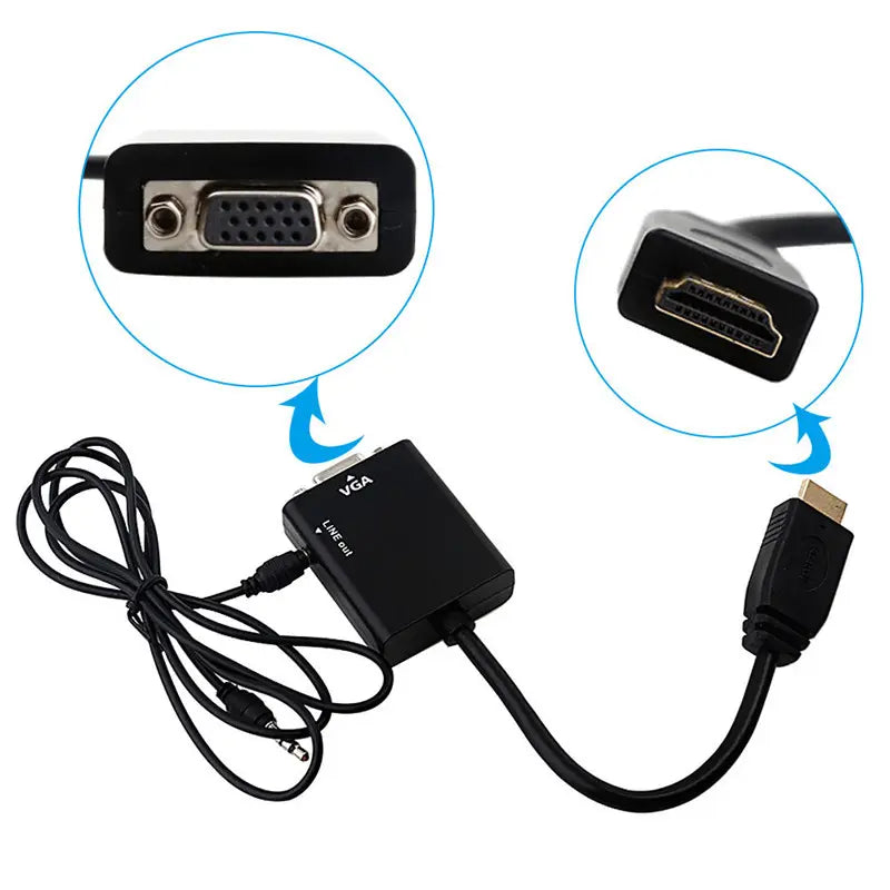 Hdmi / Vga-Sovitin 3.5mm Aux-Kaapelilla - Dapteri