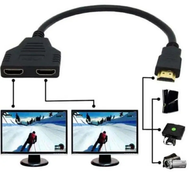 1080P HDMI 1 - 2 -Jakajakaapeli 2-Porttinen Videoäänimuunninkaapeli - Dapteri