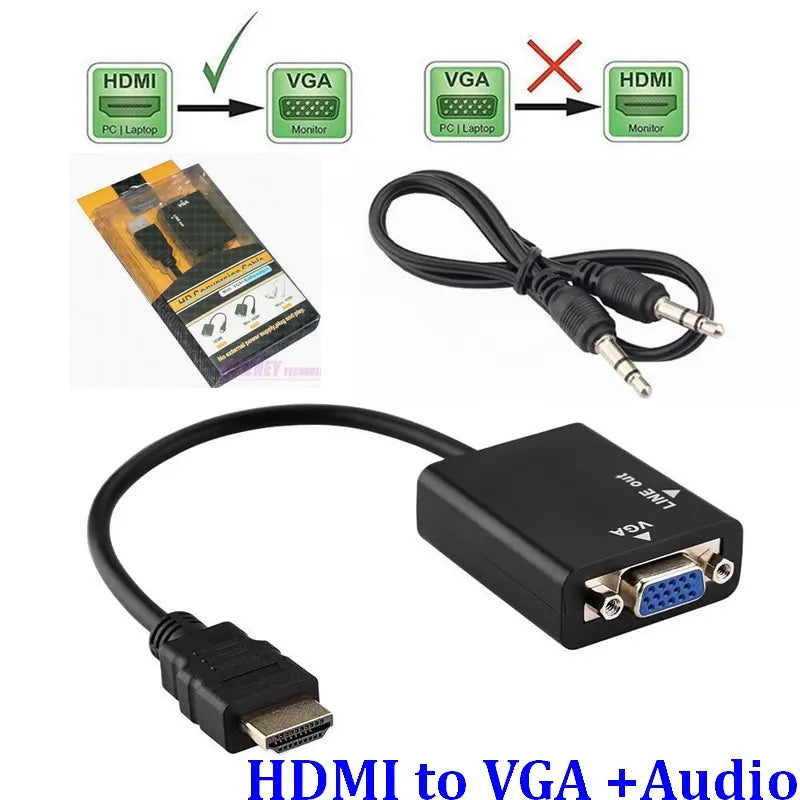 3.5 Mm Jack Audio Adaptateur Convertisseur Hdmi Vers Vga - Câbles vidéo -  Achat & prix