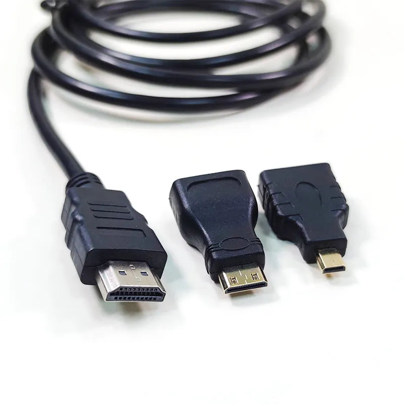 HDMI-Kaapeli 3-1 Minihdmi- ja Mikrohdmi-Muunninten Kanssa Mies-Mieskaapeli 1,5 M Videokameraan, Tabletti-Tietokoneeseen Ja Televisioon - Dapteri