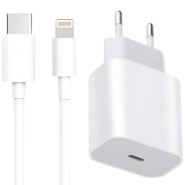 Dapteri 2.4A USB-C- Lightning-kaapeli pikalaturilla 1m - Valkoinen - Dapteri