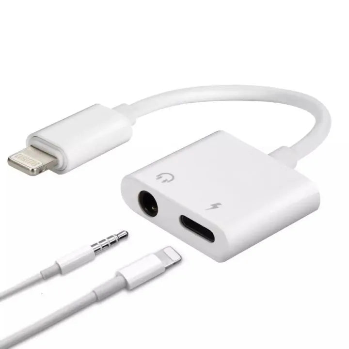 Dapteri Lightning/ 3.5 mm -Adapteri, 12W, 10cm - Valkoinen - Dapteri