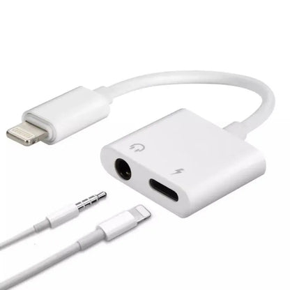 Dapteri Lightning/ 3.5 mm -Adapteri, 12W, 10cm - Valkoinen - Dapteri